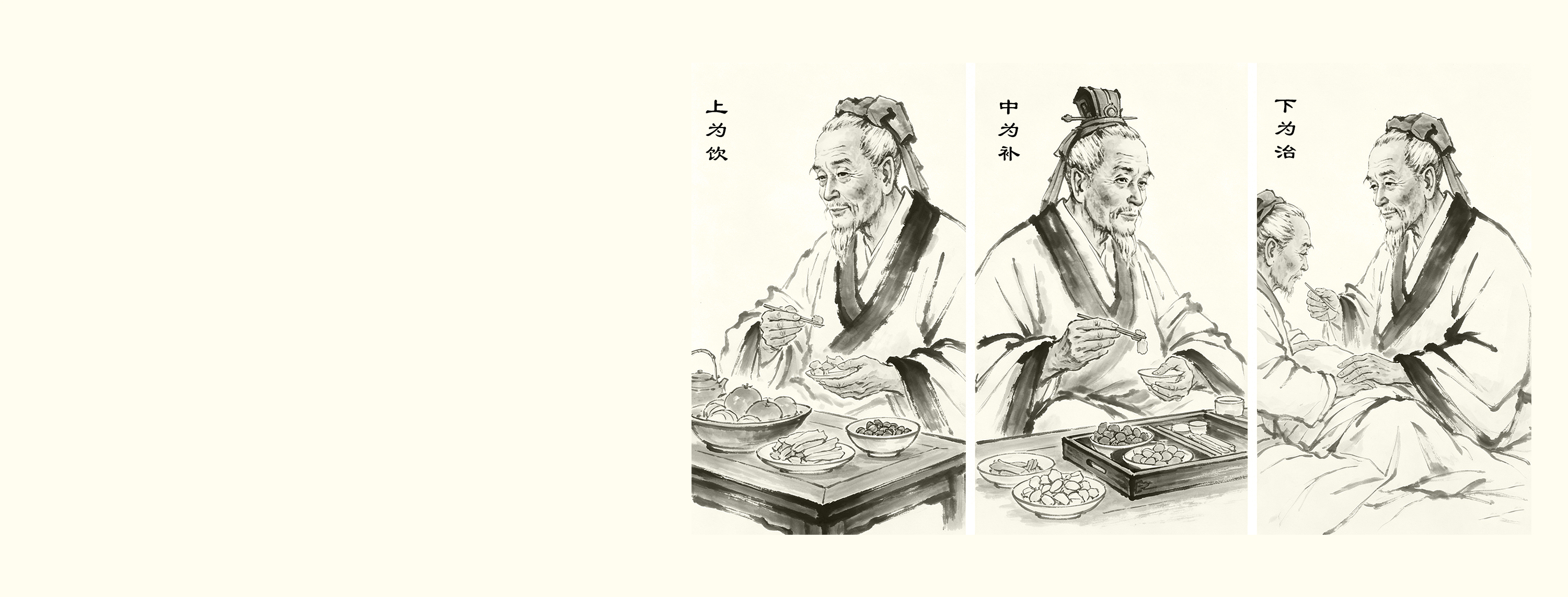 上为饮 · 中为补 · 下为治